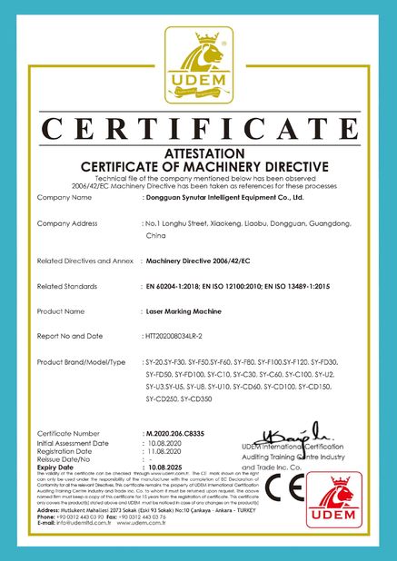 China Dongguan Synutar Intelligent Equipment Co., Ltd. zertifizierungen