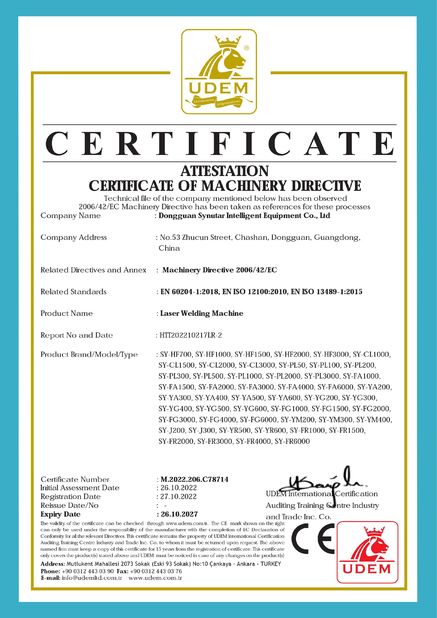 China Dongguan Synutar Intelligent Equipment Co., Ltd. zertifizierungen